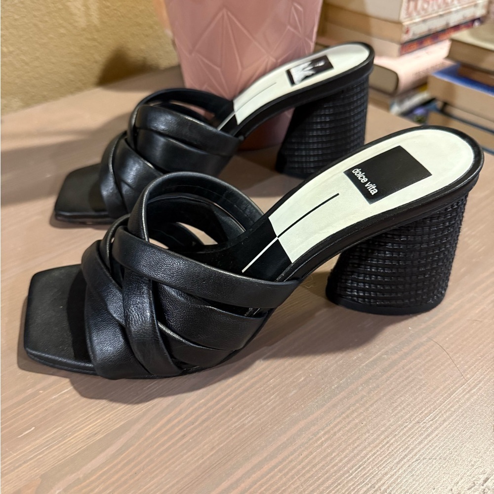 Dolce Vita Pazlee Black Leather Heels size 7.5